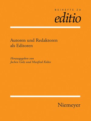 cover image of Autoren und Redaktoren als Editoren